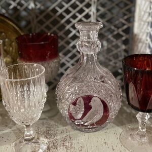 Crystal Decanter with Bird Design
